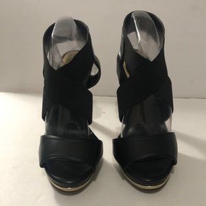 Metaphor Black Open Toe Heels